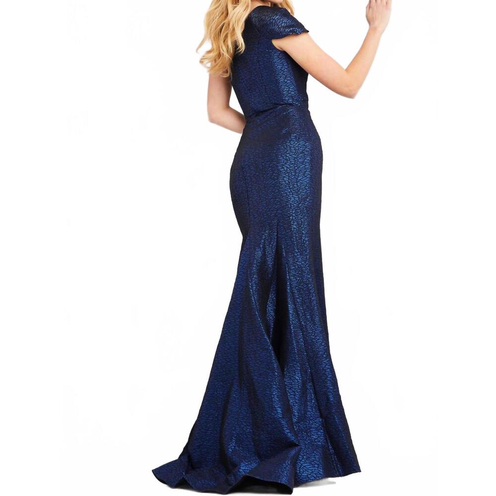 NEW JOVANI metallic one shoulder evening dress in cobalt - Picture 2 of 2